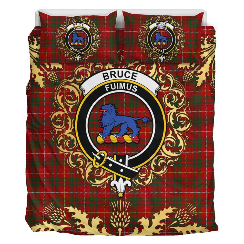 Bruce Tartan Crest Bedding Set - Golden Thistle Style