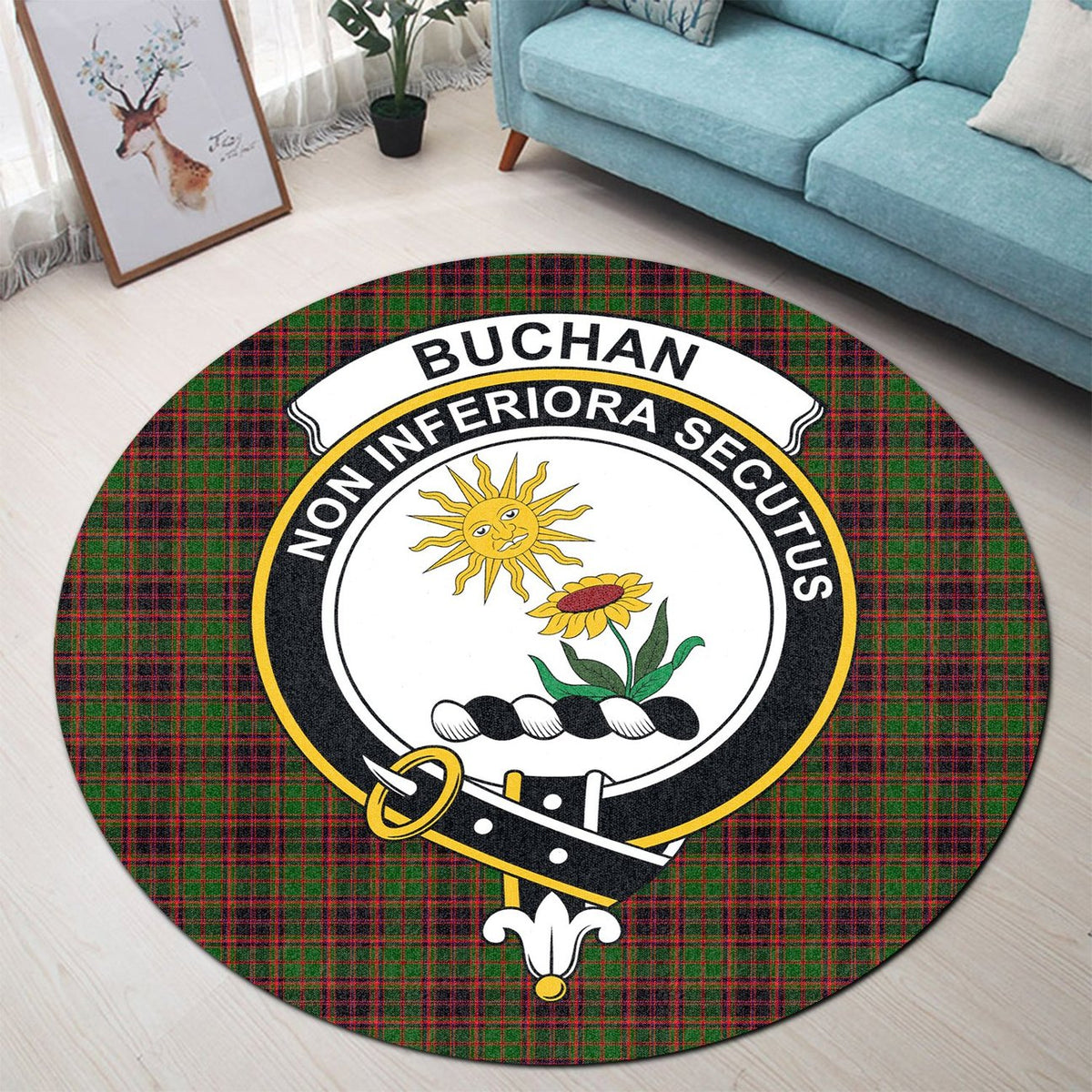 Buchan Modern Tartan Crest Round Rug