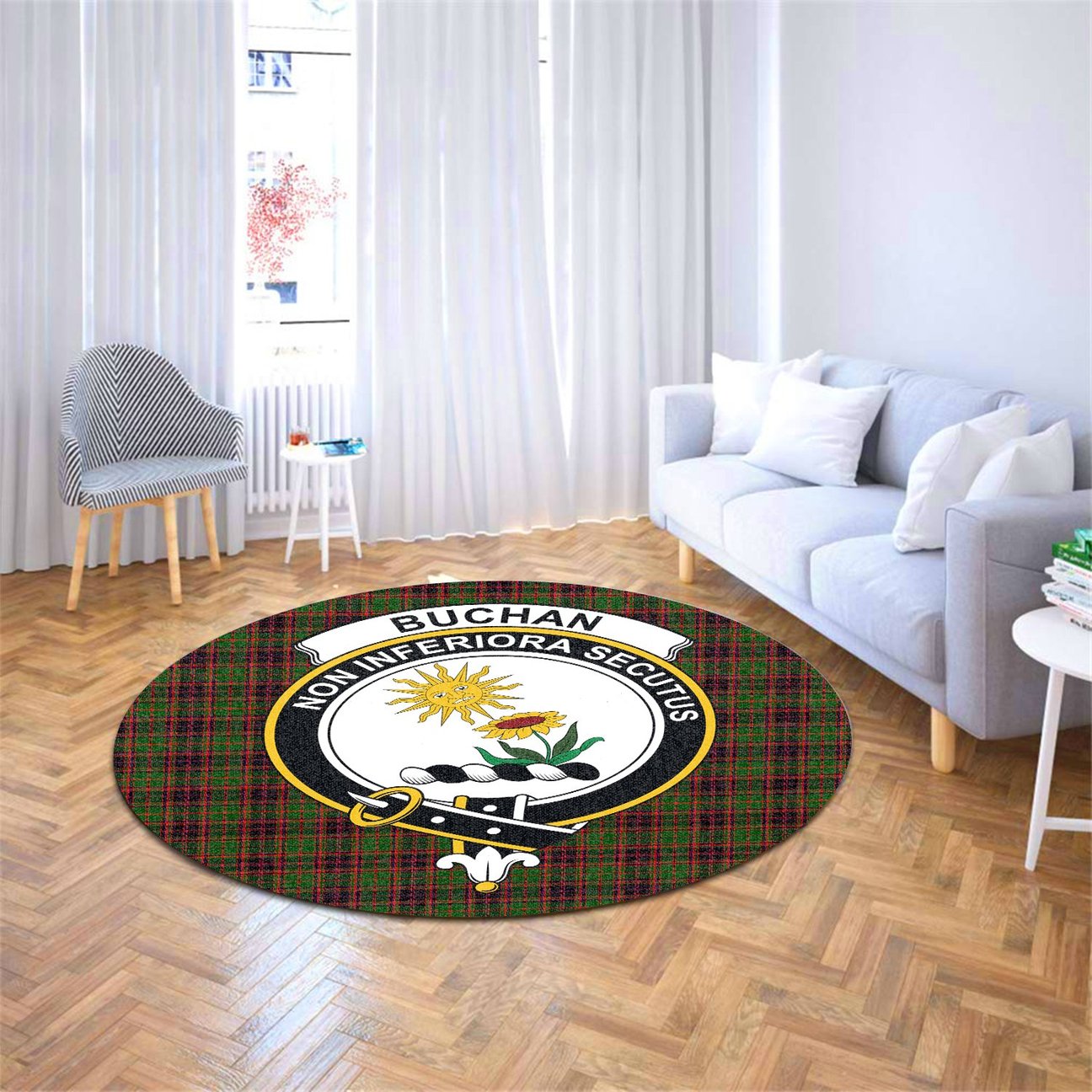 Buchan Modern Tartan Crest Round Rug