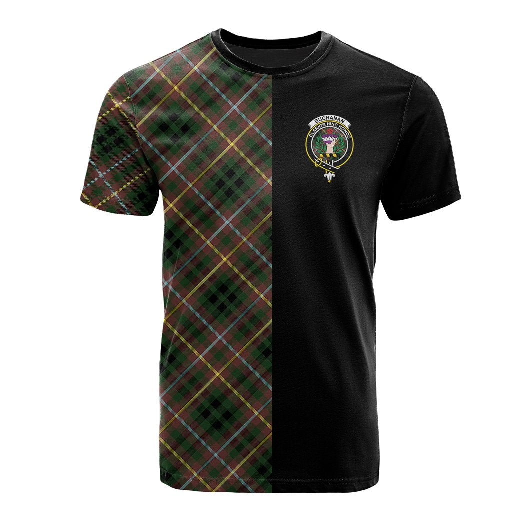 Buchanan Hunting Tartan T-Shirt Half of Me - Cross Style