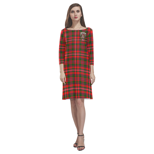 MacKinnon Modern Tartan Dress - Round Neck Dress Clan Badge
