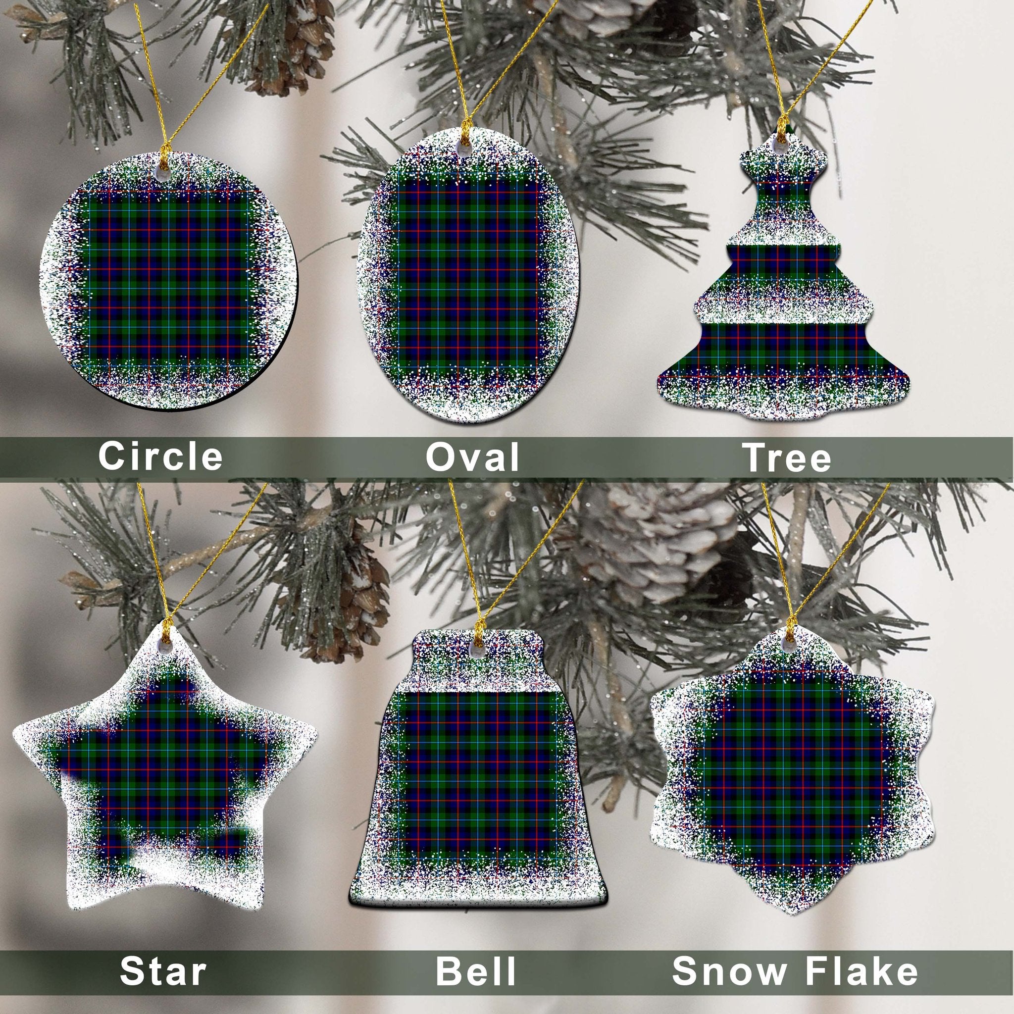 Calder Tartan Christmas Ceramic Ornament - Snow Style