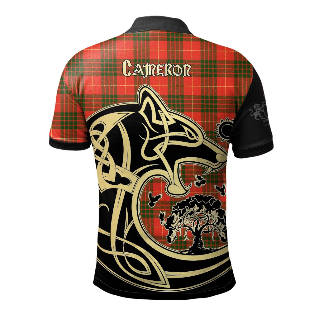 Cameron Modern Tartan Polo Shirt Viking Wolf