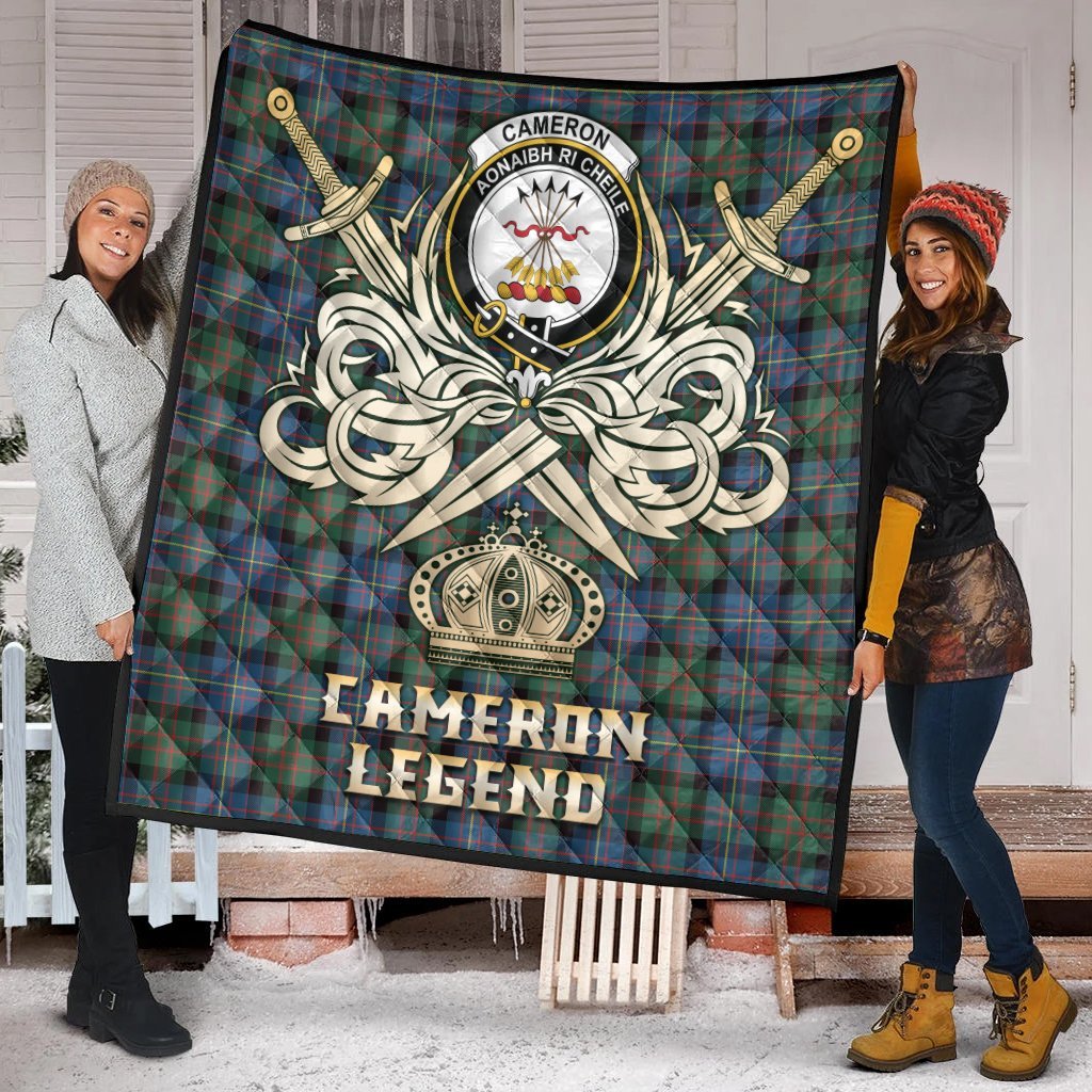 Cameron of Erracht Ancient Tartan Crest Legend Gold Royal Premium Quilt