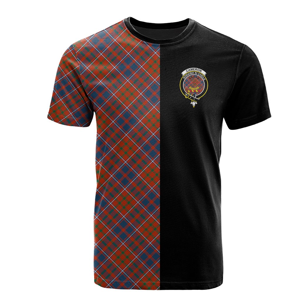 Cameron of Lochiel Ancient Tartan T-Shirt Half of Me - Cross Style
