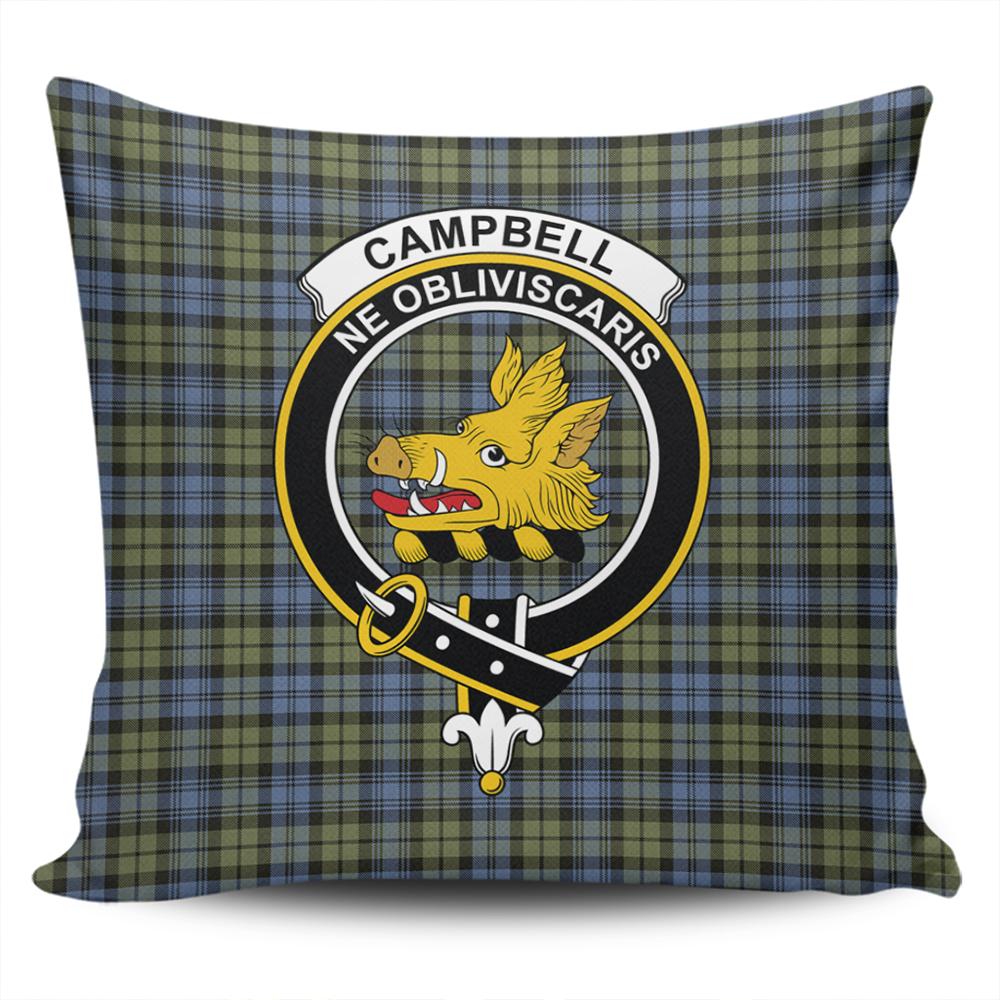 Scottish Campbell Faded Tartan Crest Pillow Cover - Tartan Cushion Cover