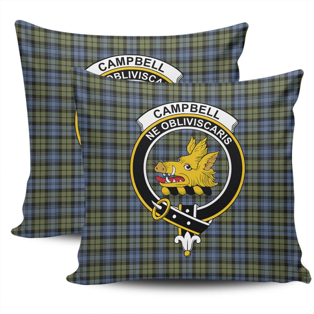 Scottish Campbell Faded Tartan Crest Pillow Cover - Tartan Cushion Cover
