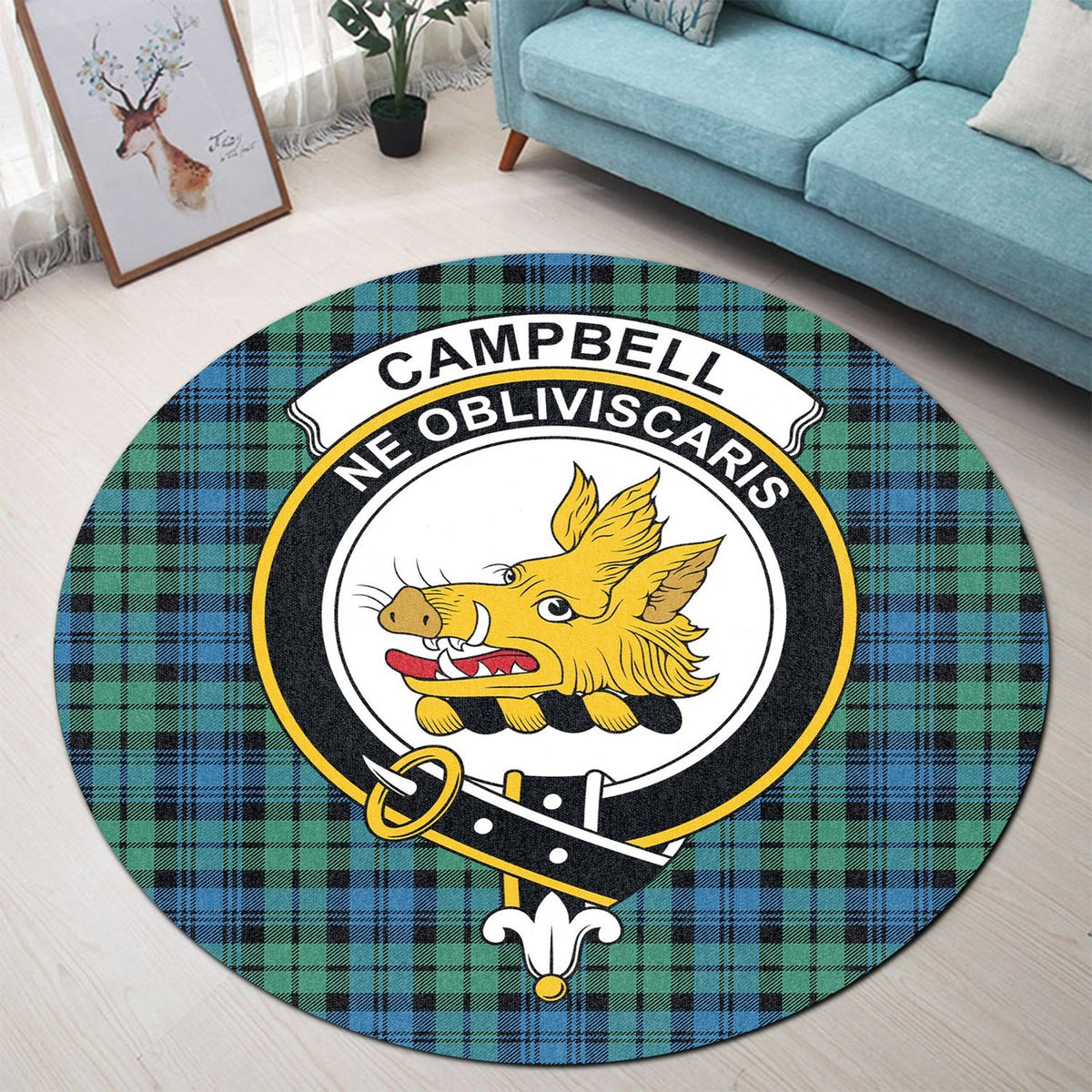 Campbell Ancient 01 Tartan Crest Round Rug