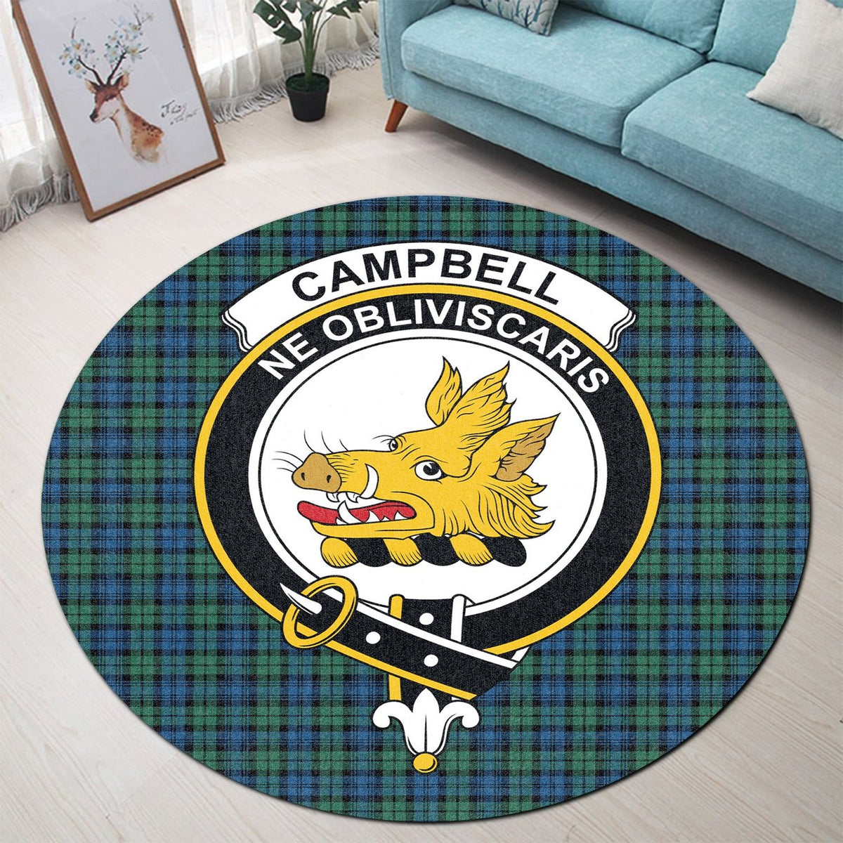 Campbell Ancient 02 Tartan Crest Round Rug