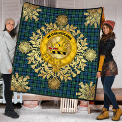 Campbell Ancient 02 Tartan Crest Premium Quilt - Gold Thistle Style
