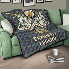 Campbell Argyll Modern Tartan Crest Legend Gold Royal Premium Quilt