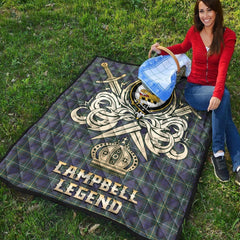 Campbell Argyll Modern Tartan Crest Legend Gold Royal Premium Quilt
