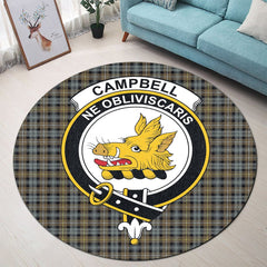 Campbell Argyll Weathered Tartan Crest Round Rug