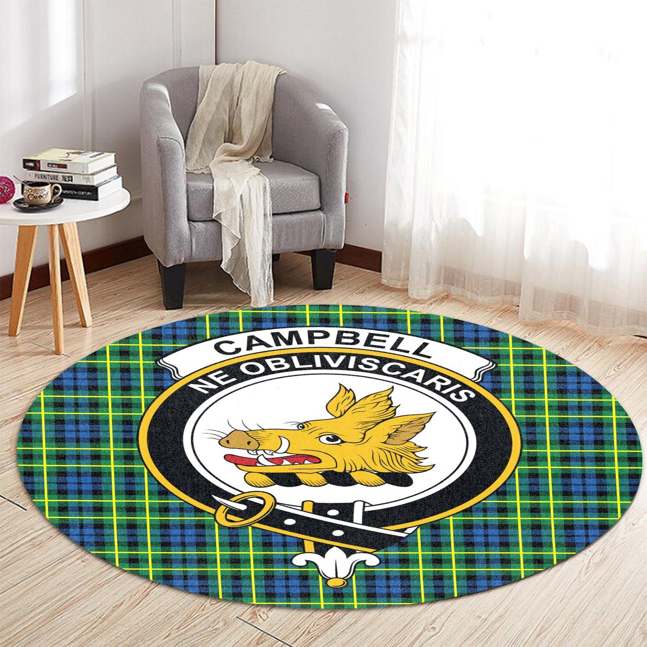 Campbell of Breadalbane Ancient Tartan Crest Round Rug