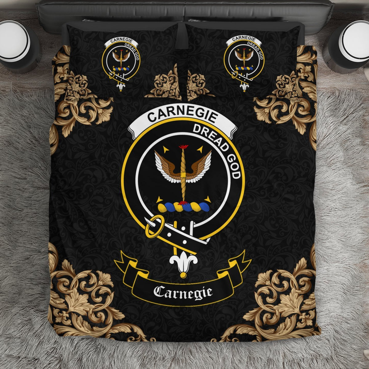 Carnegie Crest Black Bedding Set