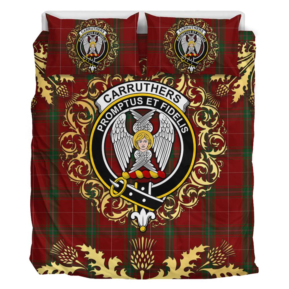 Carruthers Tartan Crest Bedding Set - Golden Thistle Style