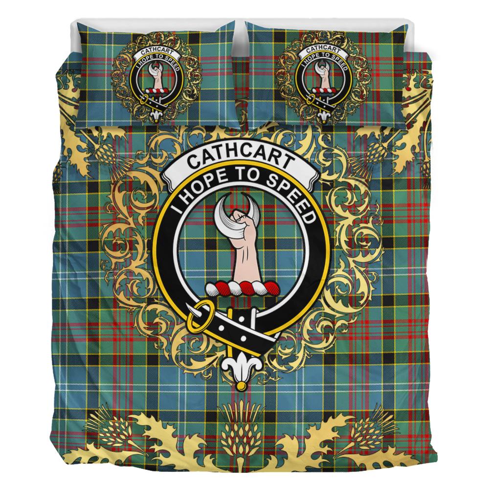 Cathcart Tartan Crest Bedding Set - Golden Thistle Style