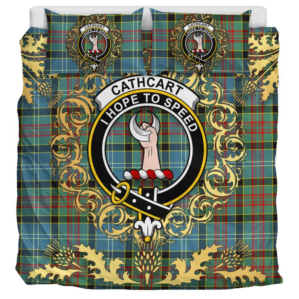 Cathcart Tartan Crest Bedding Set - Golden Thistle Style