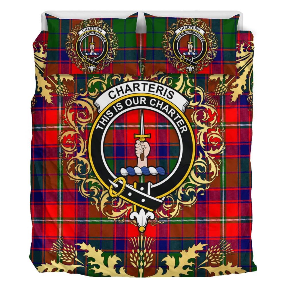 Charteris Tartan Crest Bedding Set - Golden Thistle Style