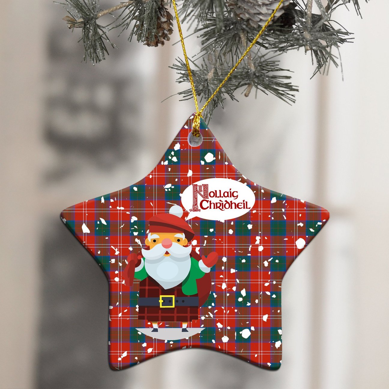 Chisholm Ancient Tartan Christmas Ceramic Ornament - Santa Style