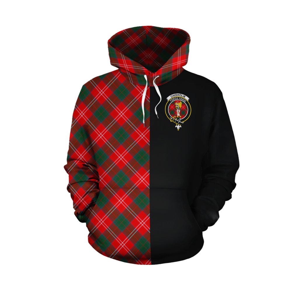 Chisholm Modern Tartan Hoodie Half of Me - Cross Style