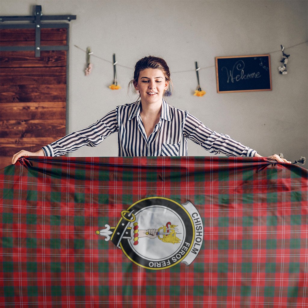 Chisholm Tartan Crest Tablecloth