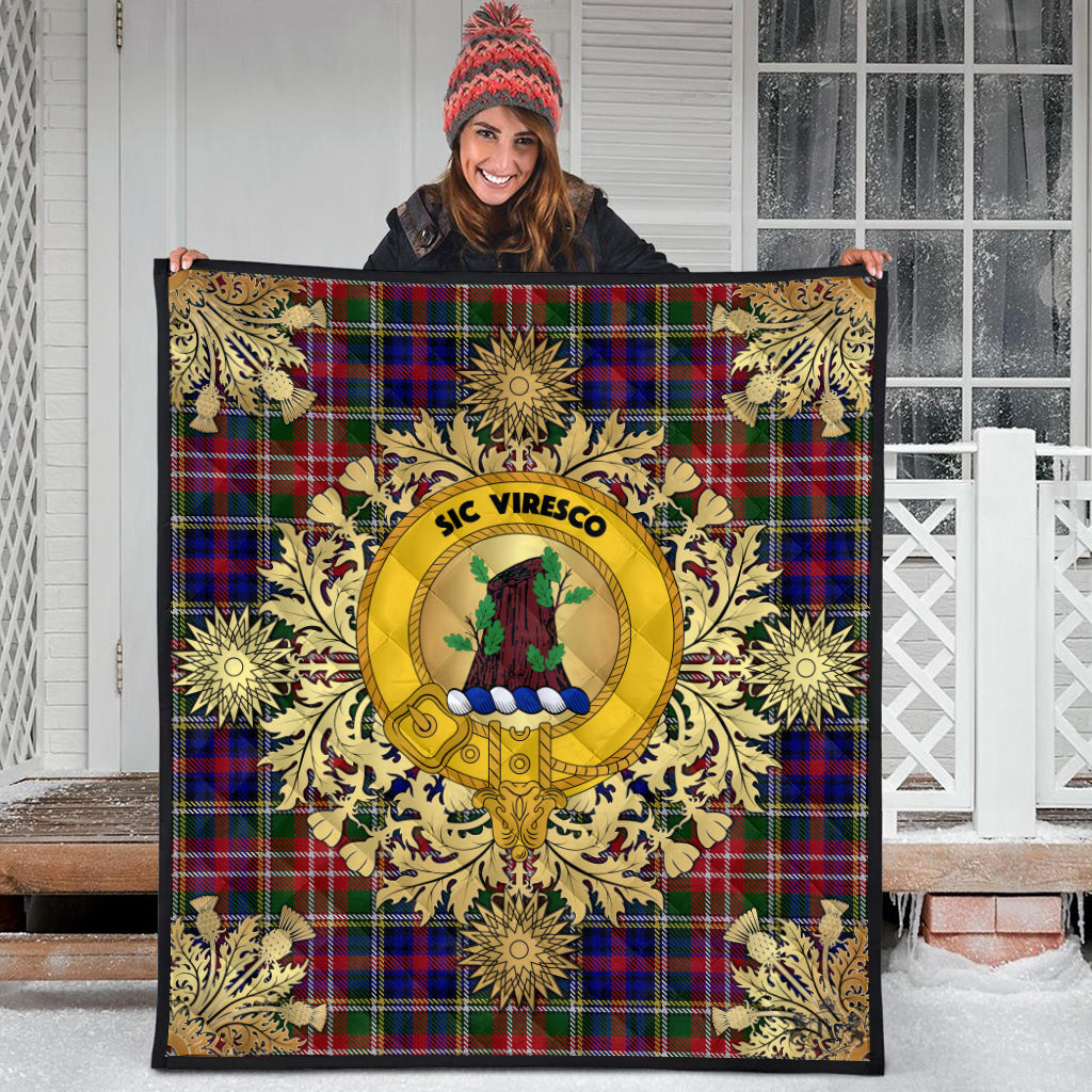 Christie Tartan Crest Premium Quilt - Gold Thistle Style