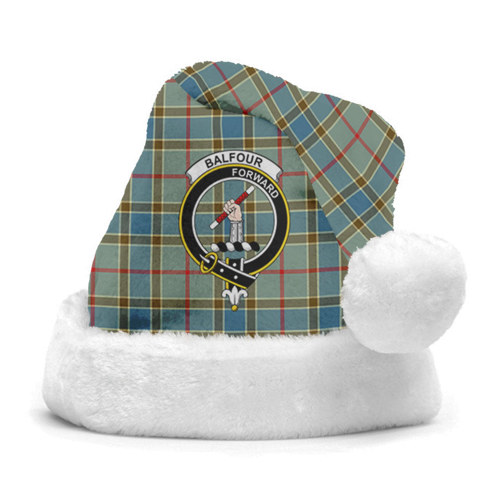 Balfour Blue Tartan Crest Christmas Hat