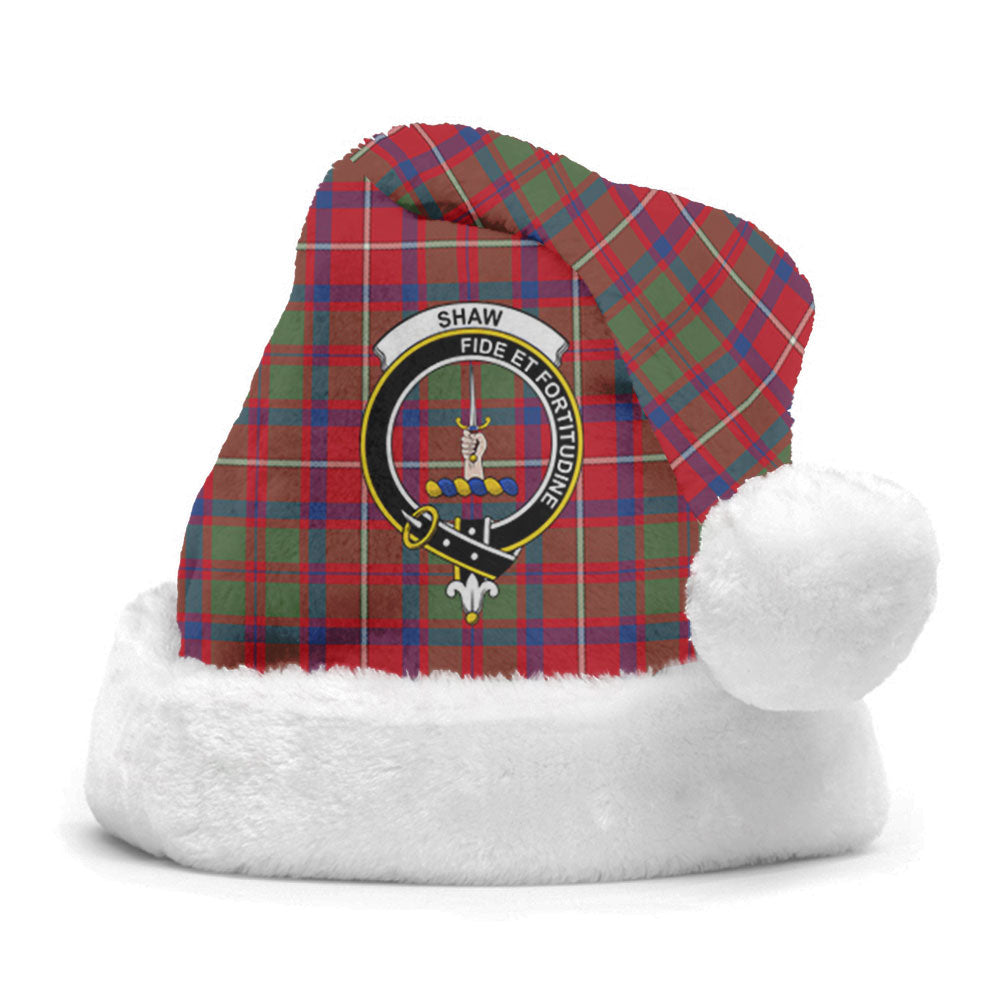 Shaw Red Modern Tartan Crest Christmas Hat