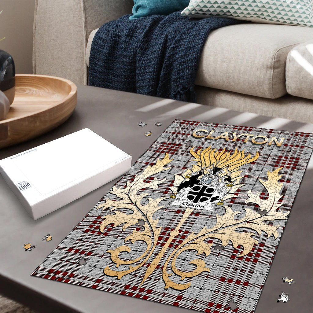 Clayton Tartan Crest Thistle Jigsaw Puzzles