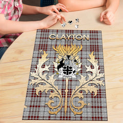 Clayton Tartan Crest Thistle Jigsaw Puzzles