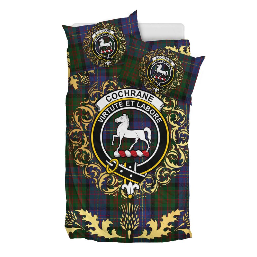 Cochrane 03 Tartan Crest Bedding Set - Golden Thistle Style