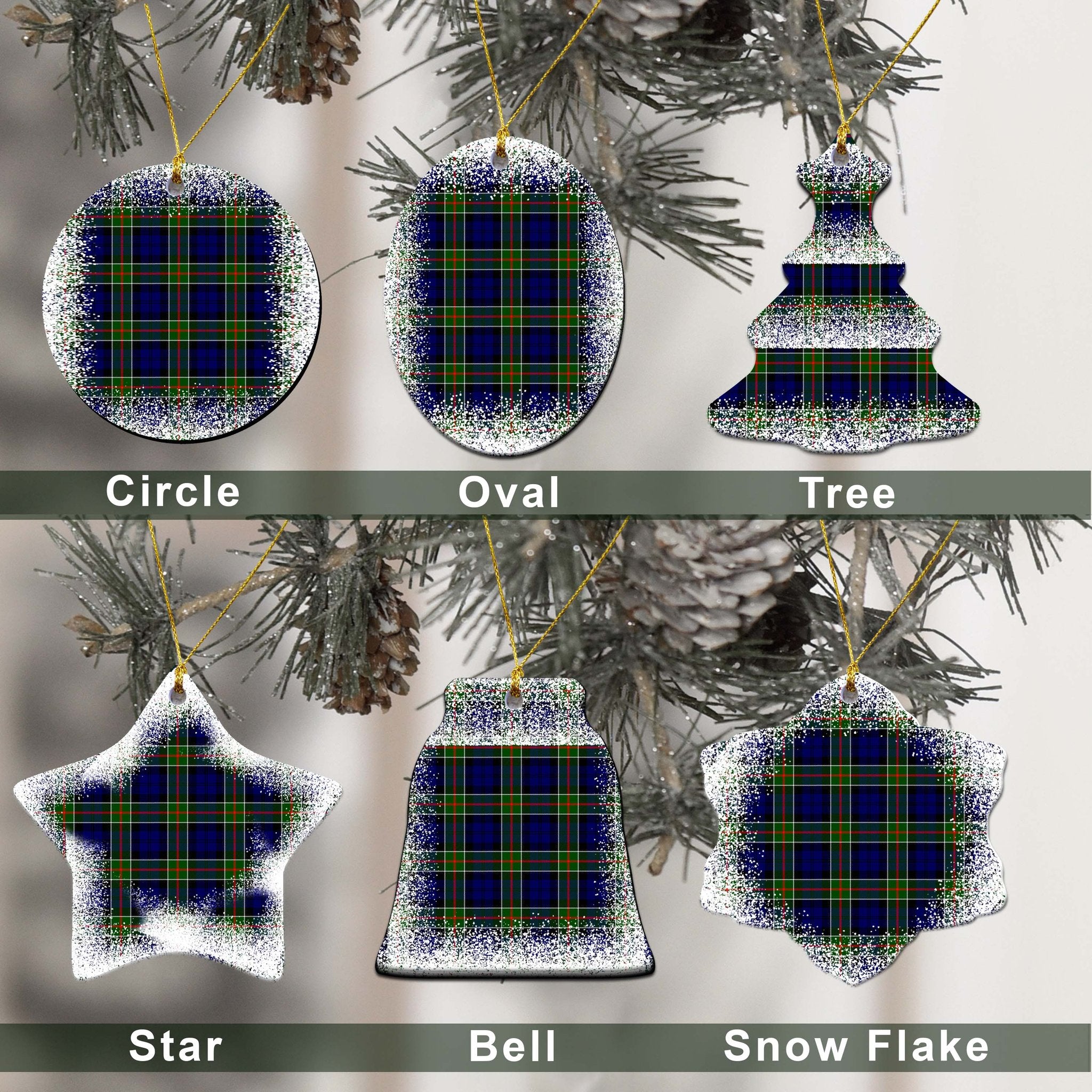 Colquhoun Tartan Christmas Ceramic Ornament - Snow Style