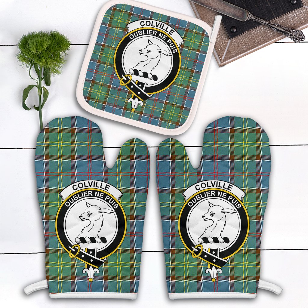 Colville Tartan Crest Oven Mitt And Pot Holder (2 Oven Mitts + 1 Pot Holder)