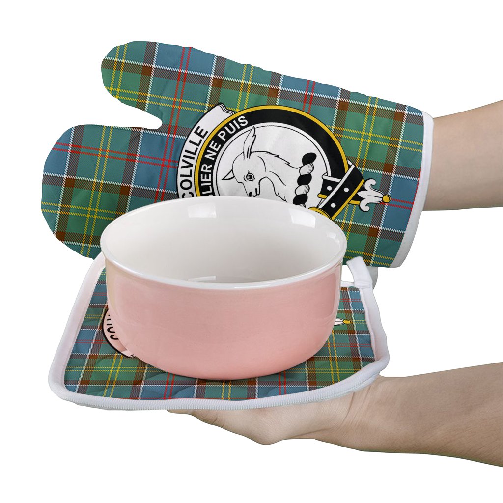 Colville Tartan Crest Oven Mitt And Pot Holder (2 Oven Mitts + 1 Pot Holder)