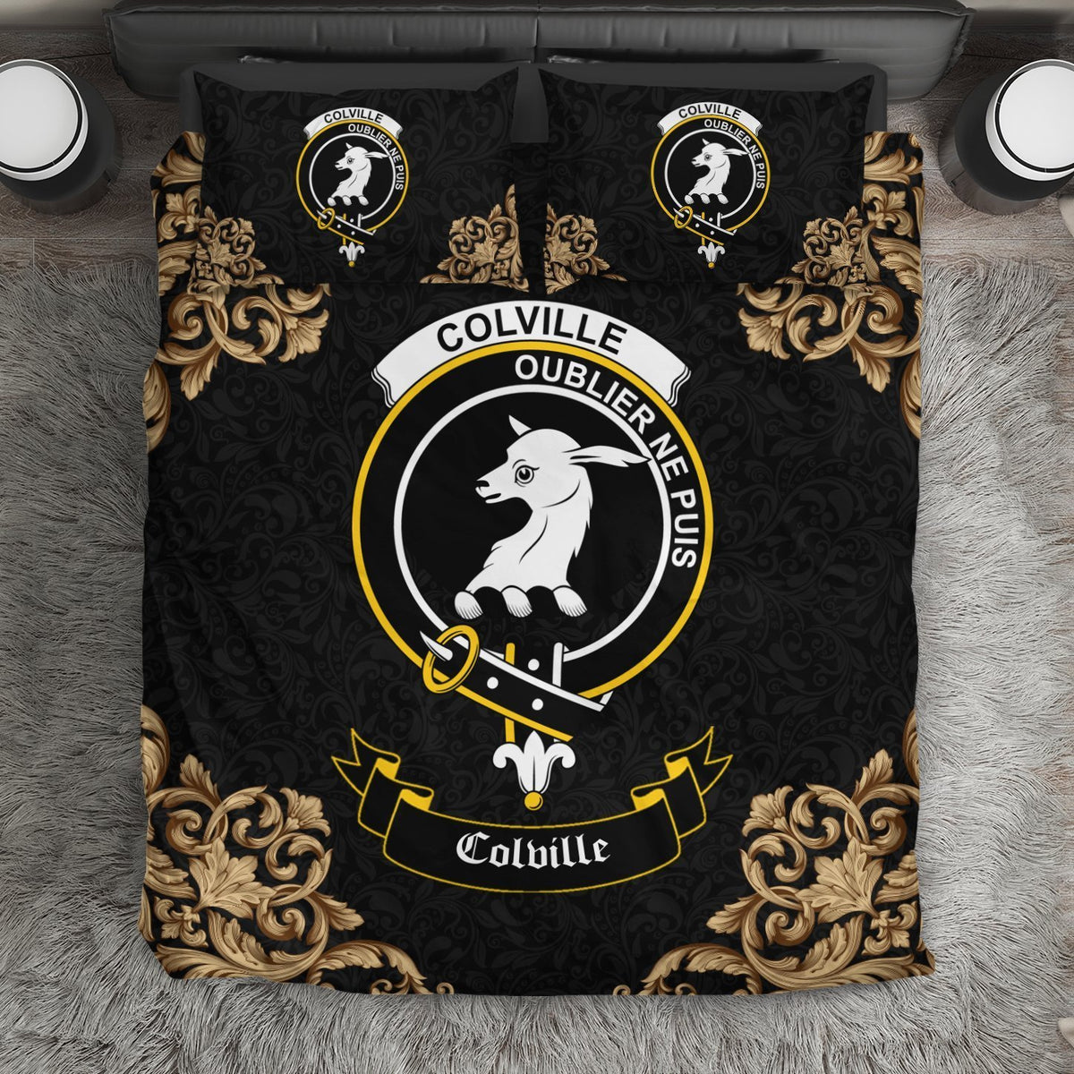 Colville Crest Black Bedding Set