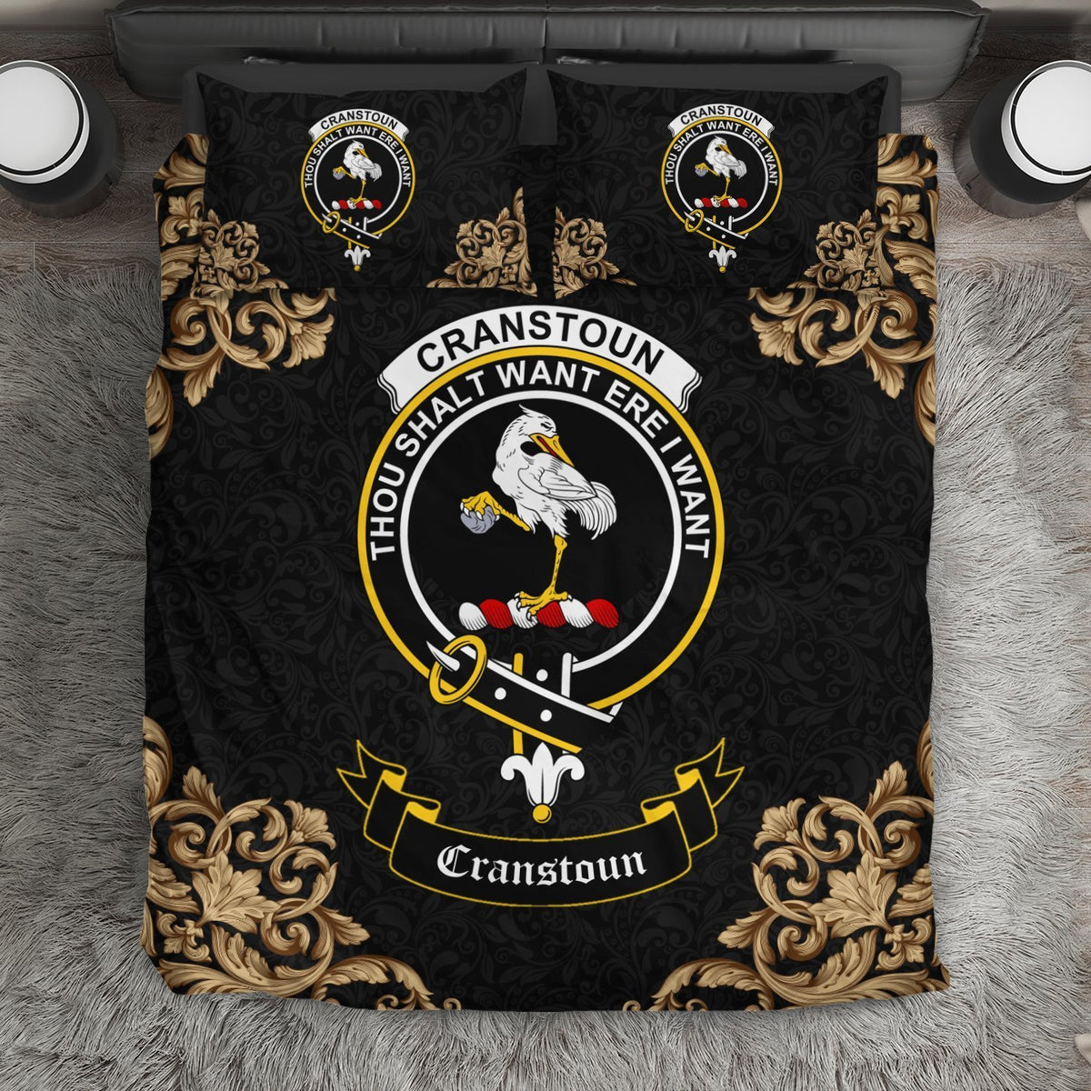 Cranstoun Crest Black Bedding Set