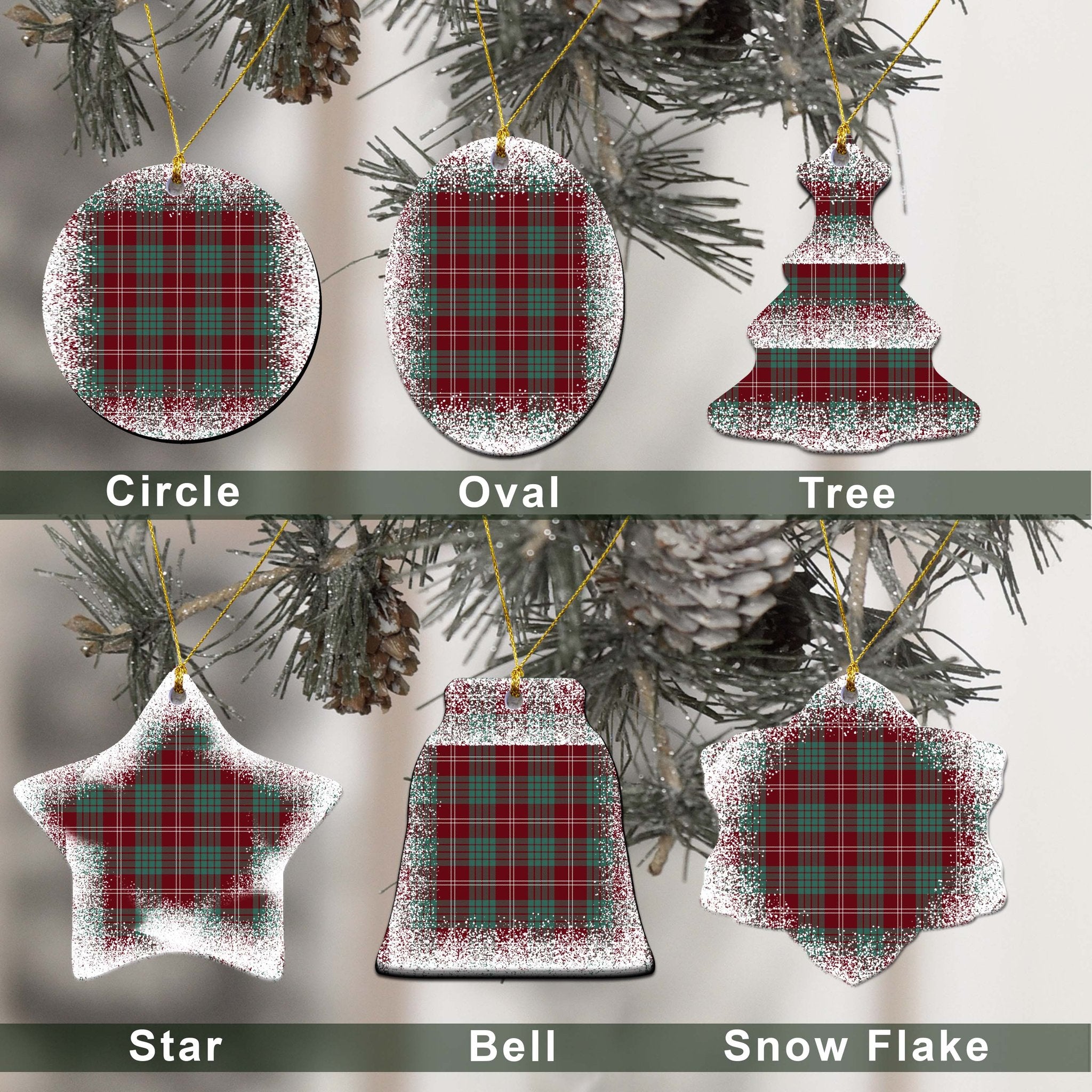 Crawford Tartan Christmas Ceramic Ornament - Snow Style