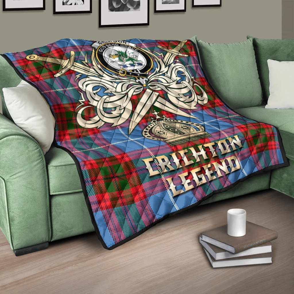 Crichton Tartan Crest Legend Gold Royal Premium Quilt