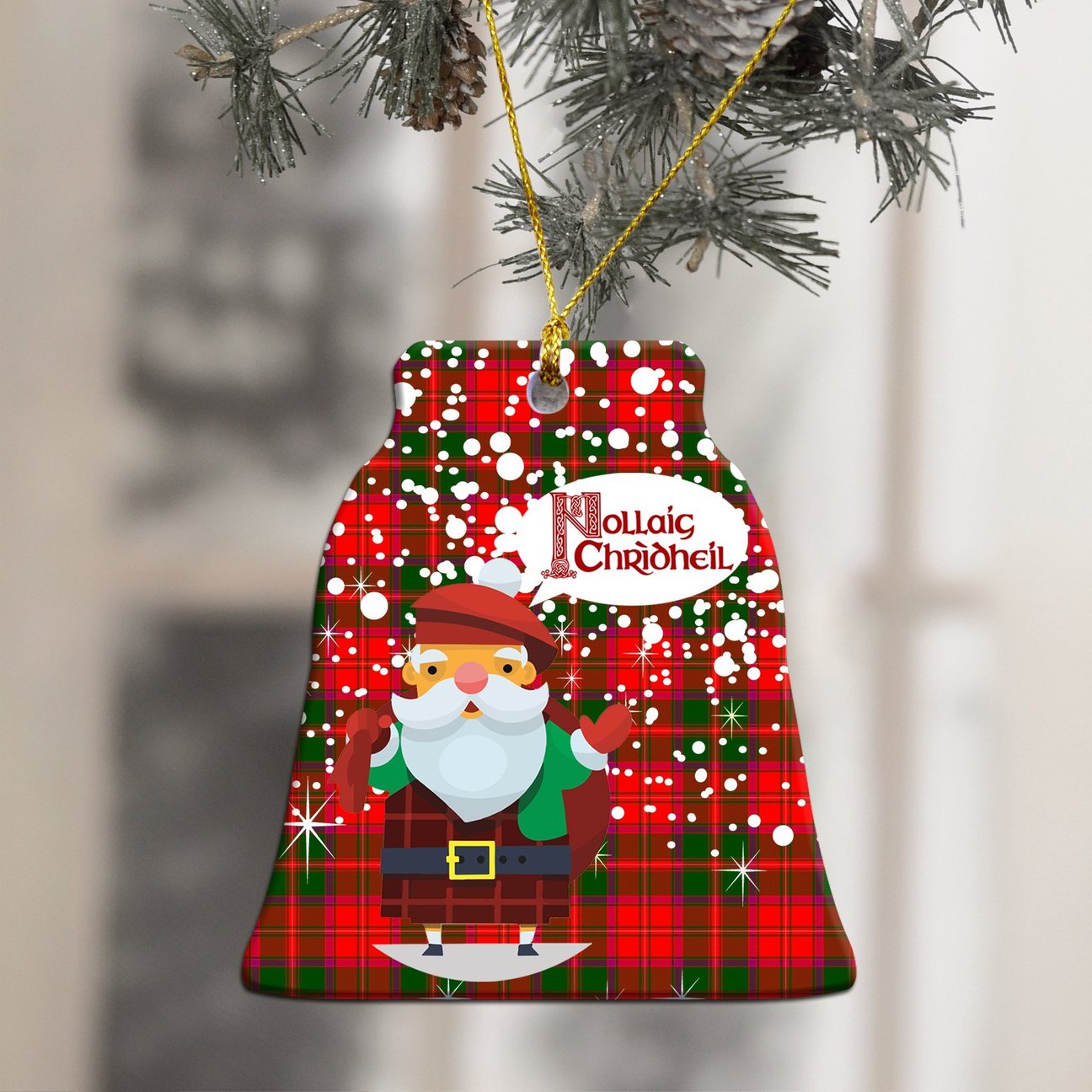 Crief District Tartan Christmas Ceramic Ornament - Santa Style