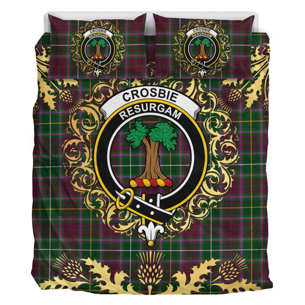 Crosbie Tartan Crest Bedding Set - Golden Thistle Style