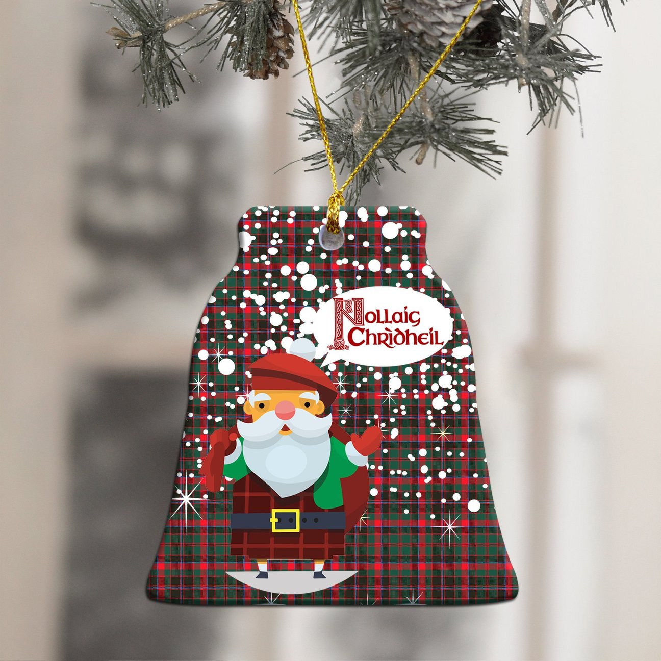 Cumming Hunting Modern Tartan Christmas Ceramic Ornament - Santa Style