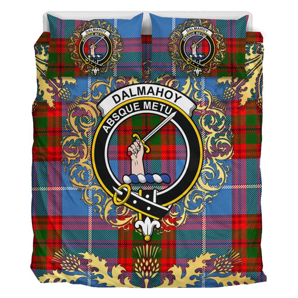 Dalmahoy Tartan Crest Bedding Set - Golden Thistle Style