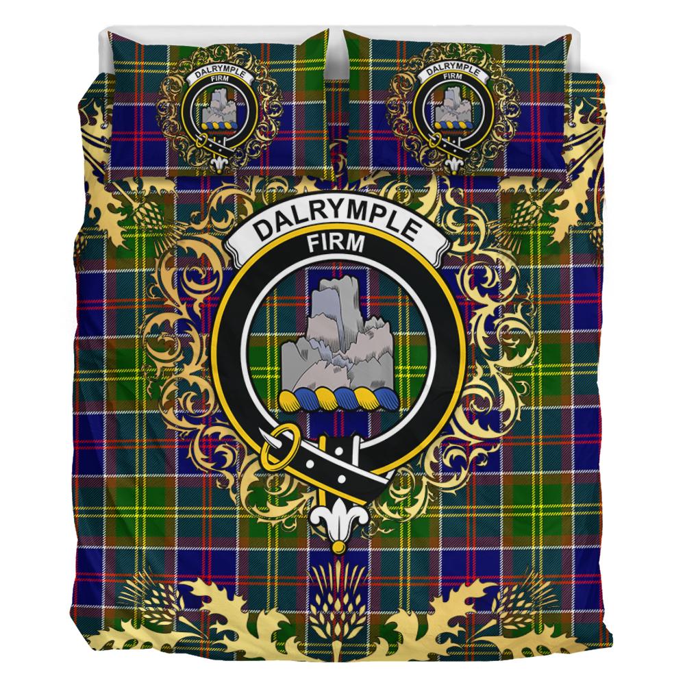 Dalrymple Tartan Crest Bedding Set - Golden Thistle Style