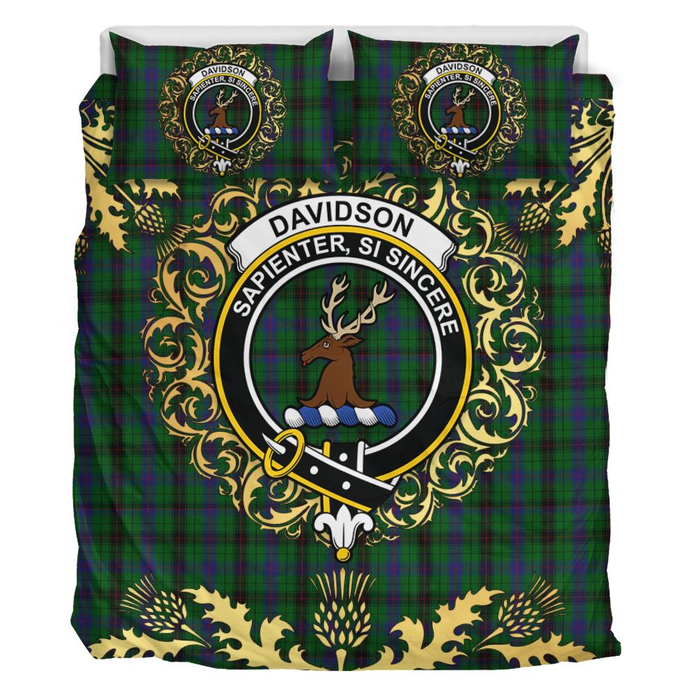 Davidson Tartan Crest Bedding Set - Golden Thistle Style