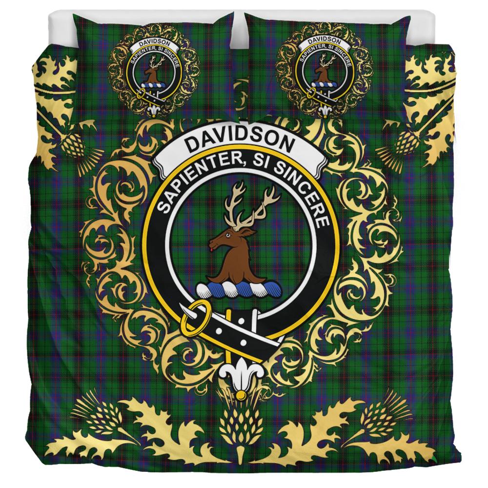 Davidson Tartan Crest Bedding Set - Golden Thistle Style