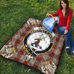 Davidson Dress Dancers Tartan Crest Premium Quilt - Gold Thistle Style