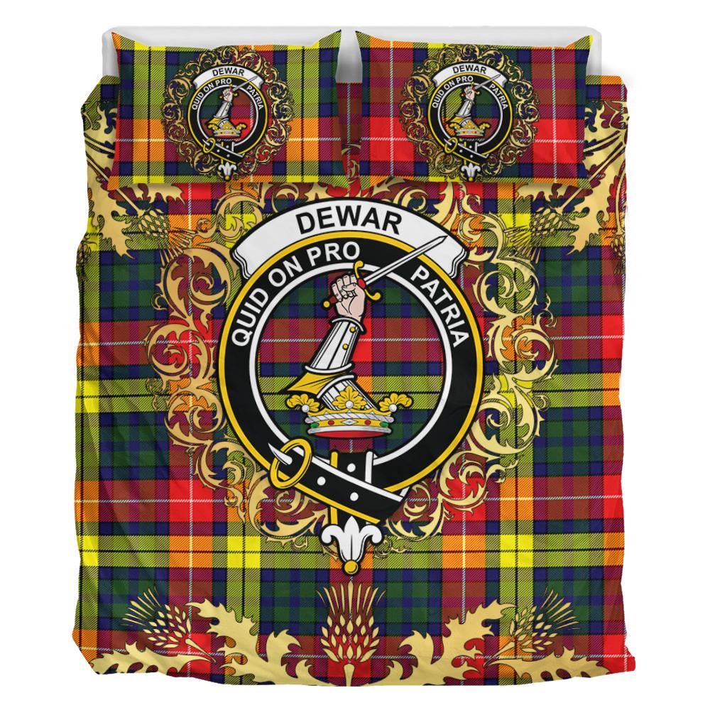 Dewar Tartan Crest Bedding Set - Golden Thistle Style