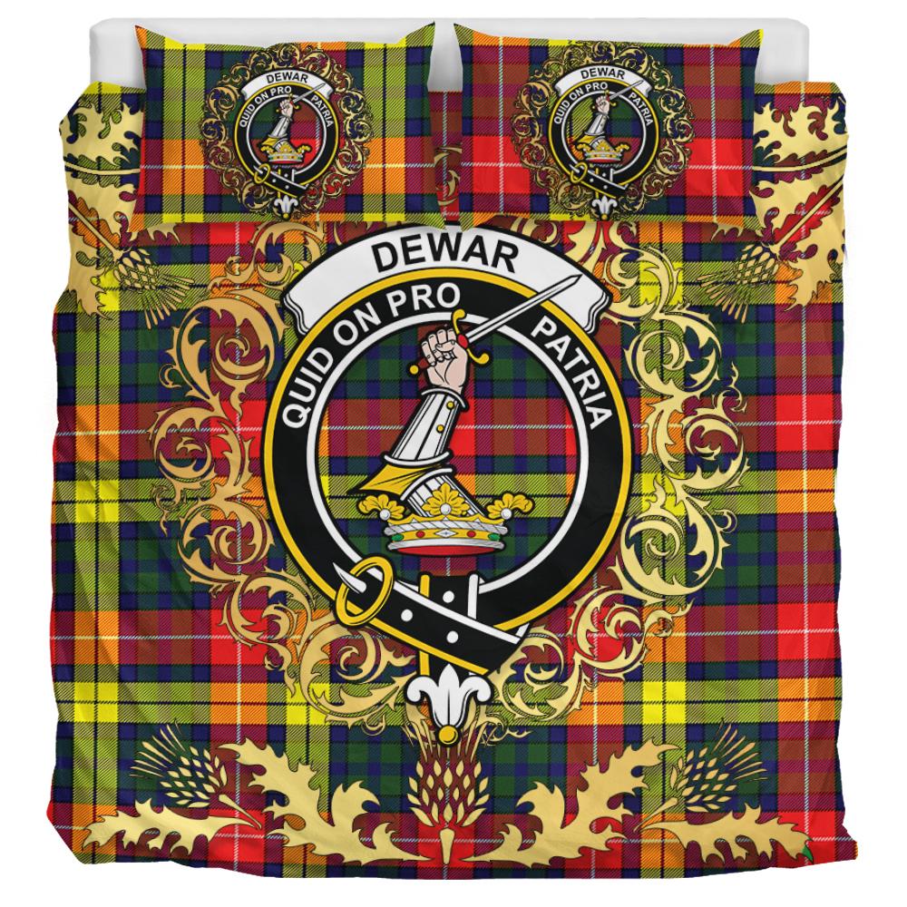 Dewar Tartan Crest Bedding Set - Golden Thistle Style