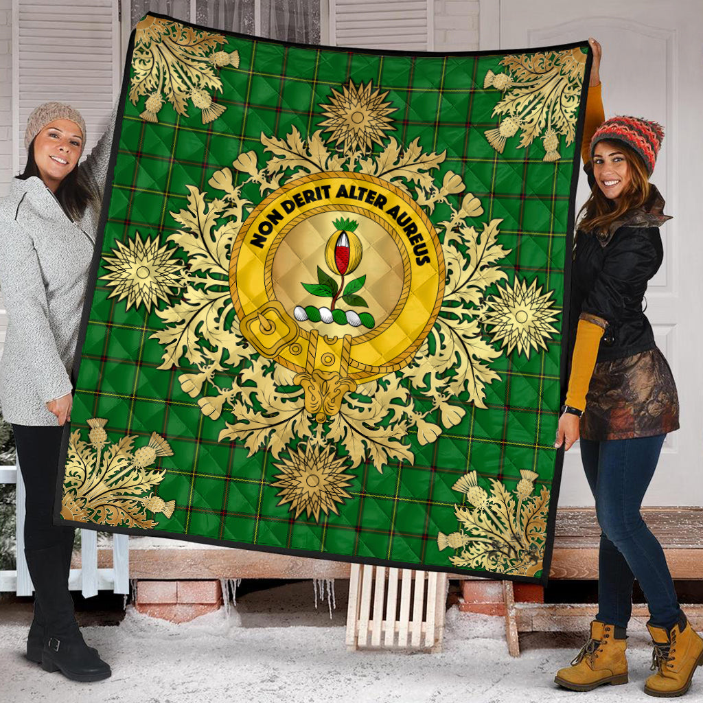 Don Tartan Crest Premium Quilt - Gold Thistle Style